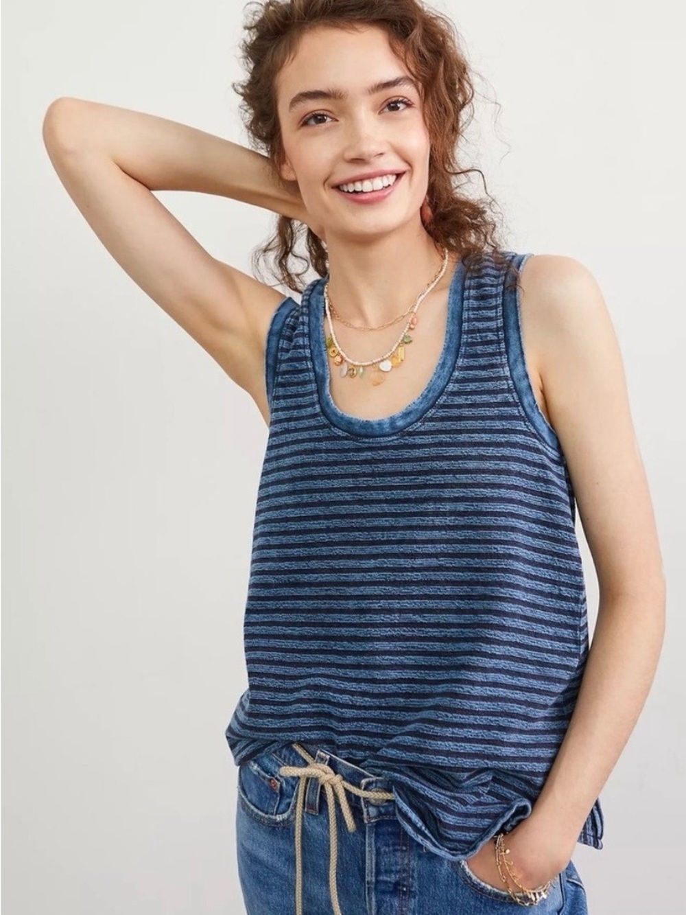 Anthropologie Pilcro navy striped blue Gestreiftes Tank sleeveless medium